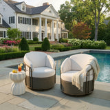 All-Weather Wicker Patio Rocking Chair with 5 in. Cushions & Wood Grain Frame