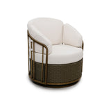 All-Weather Wicker Patio Rocking Chair with 5 in. Cushions & Wood Grain Frame