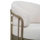 All-Weather Wicker Patio Rocking Chair with 5 in. Cushions & Wood Grain Frame