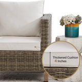 5-Piece Outdoor Patio Conversation Set with Cushions, Sofa, Chairs & Ottomans – Seats 7, Wicker Rattan Seating Group