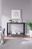 Narrow Console Table with Tempered Glass Top and 2 Tier Open Shelves for Entryway Living Room 41 Inch