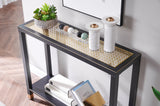 Narrow Console Table with Tempered Glass Top and 2 Tier Open Shelves for Entryway Living Room 41 Inch
