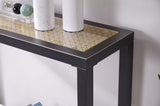 Narrow Console Table with Tempered Glass Top and 2 Tier Open Shelves for Entryway Living Room 41 Inch
