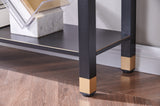 Narrow Console Table with Tempered Glass Top and 2 Tier Open Shelves for Entryway Living Room 41 Inch