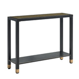 Narrow Console Table with Tempered Glass Top and 2 Tier Open Shelves for Entryway Living Room 41 Inch