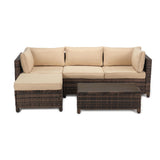 3 Piece Wicker Patio Conversation Set, All Weather Outdoor Furniture Set with Cushions