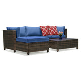 3 Piece Wicker Patio Conversation Set, All Weather Outdoor Furniture Set with Cushions