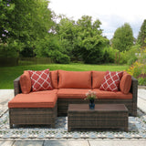 3 Piece Wicker Patio Conversation Set, All Weather Outdoor Furniture Set with Cushions