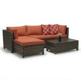 3 Piece Wicker Patio Conversation Set, All Weather Outdoor Furniture Set with Cushions