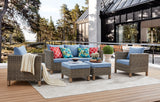 5-Piece Outdoor Patio Conversation Set with Cushions, Sofa, Chairs & Ottomans – Seats 7, Wicker Rattan Seating Group