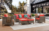 5-Piece Outdoor Patio Conversation Set with Cushions, Sofa, Chairs & Ottomans – Seats 7, Wicker Rattan Seating Group