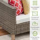 5-Piece Outdoor Patio Conversation Set with 360° Swivel Rocking Chairs, Sofa, Ottomans & Cushions – Wicker Rattan Furniture Set
