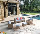 5-Piece Outdoor Patio Conversation Set with 360° Swivel Rocking Chairs, Sofa, Ottomans & Cushions – Wicker Rattan Furniture Set