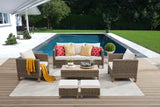 6-Piece Outdoor Patio Furniture Set with Sofa, Chairs, Ottomans, Coffee Table & Cushions – Wicker Conversation Set