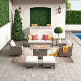 6-Piece Outdoor Patio Conversation Set with Fire Pit Table