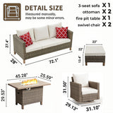6-Piece Outdoor Patio Conversation Set with Fire Pit Table
