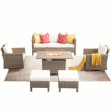 6-Piece Outdoor Patio Conversation Set with Fire Pit Table