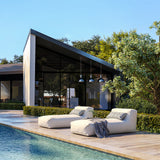 Outdoor Bean Bag Lounger Sofa with Pillow & Side Pocket, All-Weather Patio Lounge Chair for Poolside, Garden & Deck
