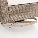 5-Piece Outdoor Patio Conversation Set with 360° Swivel Rocking Chairs, Sofa, Ottomans & Cushions – Wicker Rattan Furniture Set