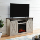 Electric Fireplace TV Stand Console with Sliding Barn Door for TVs up to a 65"