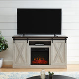 Electric Fireplace TV Stand Console with Sliding Barn Door for TVs up to a 65"