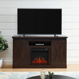 Electric Fireplace TV Stand Console with Sliding Barn Door for TVs up to a 65"