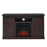 Electric Fireplace TV Stand Console with Sliding Barn Door for TVs up to a 65"