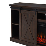 Electric Fireplace TV Stand Console with Sliding Barn Door for TVs up to a 65"