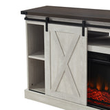 Electric Fireplace TV Stand Console with Sliding Barn Door for TVs up to a 65"