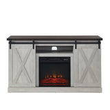 Electric Fireplace TV Stand Console with Sliding Barn Door for TVs up to a 65"