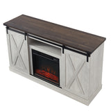 Electric Fireplace TV Stand Console with Sliding Barn Door for TVs up to a 65"