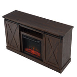 Electric Fireplace TV Stand Console with Sliding Barn Door for TVs up to a 65"