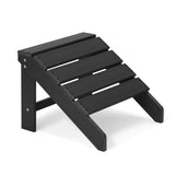 Black Plastic HDPE Adirondack Chair Set with Side Table and Ottoman (5-Piece)