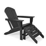 HDPE Plastic Resin Adirondack Chair with Ottoman for Outdoor Patio Lawn All Weather Resistant