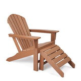 HDPE Plastic Resin Adirondack Chair with Ottoman for Outdoor Patio Lawn All Weather Resistant