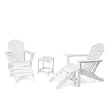 Black Plastic HDPE Adirondack Chair Set with Side Table and Ottoman (5-Piece)