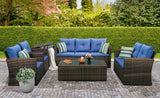 6 Pieces Patio Conversation Set PE Wicker Furniture Outdoor Rattan Seat Couch Sofa Set