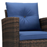 6 Pieces Patio Conversation Set PE Wicker Furniture Outdoor Rattan Seat Couch Sofa Set