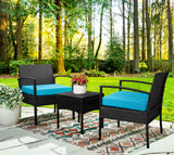 3pcs Wicker Rattan Patio Outdoor Furniture Conversation Sofa Bistro Set Garden