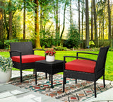 3pcs Wicker Rattan Patio Outdoor Furniture Conversation Sofa Bistro Set Garden