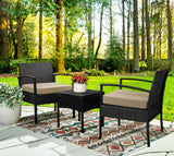 3pcs Wicker Rattan Patio Outdoor Furniture Conversation Sofa Bistro Set Garden