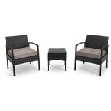 3pcs Wicker Rattan Patio Outdoor Furniture Conversation Sofa Bistro Set Garden