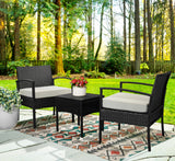 3pcs Wicker Rattan Patio Outdoor Furniture Conversation Sofa Bistro Set Garden