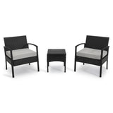 3pcs Wicker Rattan Patio Outdoor Furniture Conversation Sofa Bistro Set Garden