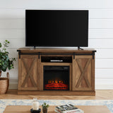 Electric Fireplace TV Stand Console with Sliding Barn Door for TVs up to a 65"