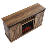 Electric Fireplace TV Stand Console with Sliding Barn Door for TVs up to a 65"