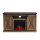 Electric Fireplace TV Stand Console with Sliding Barn Door for TVs up to a 65"