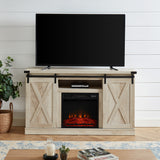 Electric Fireplace TV Stand Console with Sliding Barn Door for TVs up to a 65"