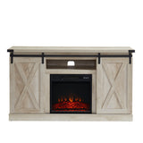 Electric Fireplace TV Stand Console with Sliding Barn Door for TVs up to a 65"