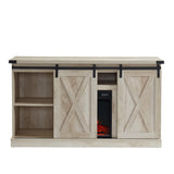 Electric Fireplace TV Stand Console with Sliding Barn Door for TVs up to a 65"